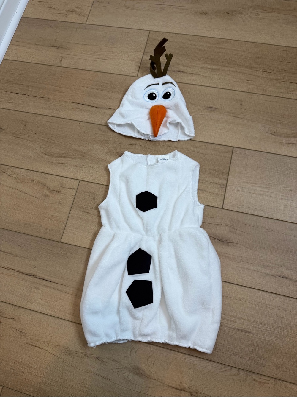 Disney Frozen Olaf Halloween Costume Kids Size 3T-4T Snowman Dress Up Hood